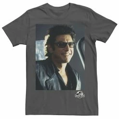 Licensed Character Men's Jurassic Park Goldblum Sly Smile Graphic Tee Navy Heather