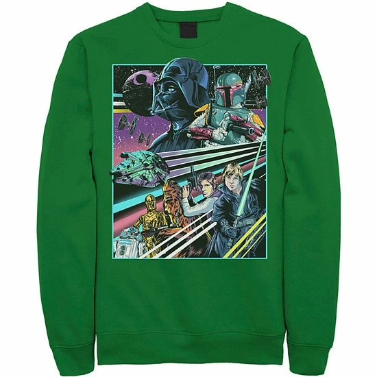 Licensed Character Men's Star Wars Neon Rebel Alliance Poster Sweatshirt Athletic Heather 5 Licensed Character Men's Star Wars Neon Rebel Alliance Poster Sweatshirt Athletic Heather - Image 3