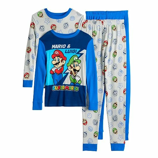 Licensed Character Boys 4-10 Nintendo Mario & Luigi Tops & Bottoms Pajama Set 3 Licensed Character Boys 4-10 Nintendo Mario & Luigi Tops & Bottoms Pajama Set