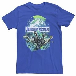 Licensed Character Men's Jurassic World Blue Green Jungle Velociraptor Attack Graphic Tee Navy Heather -Licensed Character Shop unnamed file 23643
