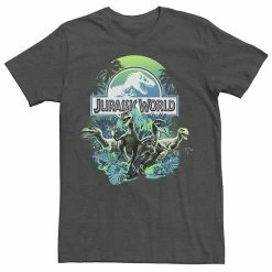 Licensed Character Men's Jurassic World Blue Green Jungle Velociraptor Attack Graphic Tee Navy Heather -Licensed Character Shop unnamed file 23645