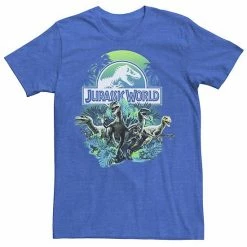 Licensed Character Men's Jurassic World Blue Green Jungle Velociraptor Attack Graphic Tee Navy Heather -Licensed Character Shop unnamed file 23647