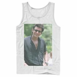 Licensed Character Men's Jurassic Park Jeff Goldblum Smile Poster Style Tank Top Charcoal