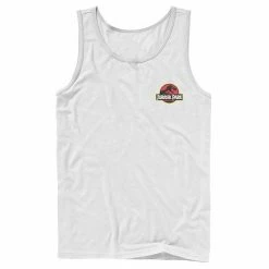 Licensed Character Mens Jurassic Park Logo Red & Yellow Pocket Tank Top