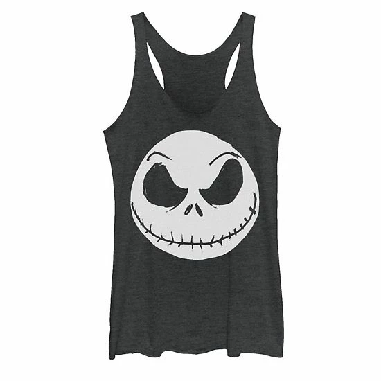 Licensed Character Juniors' Disney The Nightmare Before Christmas Jack Skellington Face Tank Black Heather 3 Licensed Character Juniors' Disney The Nightmare Before Christmas Jack Skellington Face Tank Black Heather