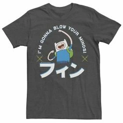 Licensed Character Men's Adventure Time Finn I'm Gonna Blow Your Minds Kanji Portrait Tee Silver