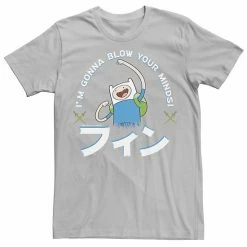 Licensed Character Men's Adventure Time Finn I'm Gonna Blow Your Minds Kanji Portrait Tee Silver -Licensed Character Shop unnamed file 23787