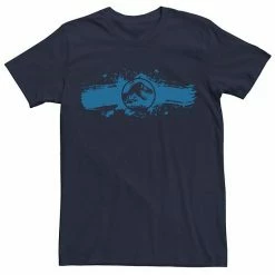 Licensed Character Men's Jurassic World Logo Blue Paint Splatter Graphic Tee Charcoal