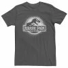 Licensed Character Men's Jurassic Park All White Spray Paint Stencil Movie Logo Tee Charcoal