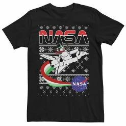 Licensed Character Men's NASA Santa Rocket Ugly Christmas Sweater Tee Kelly