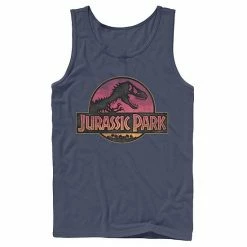 Licensed Character Men's Jurassic Park Logo Gradient Sunset Graphic Tank Top Red