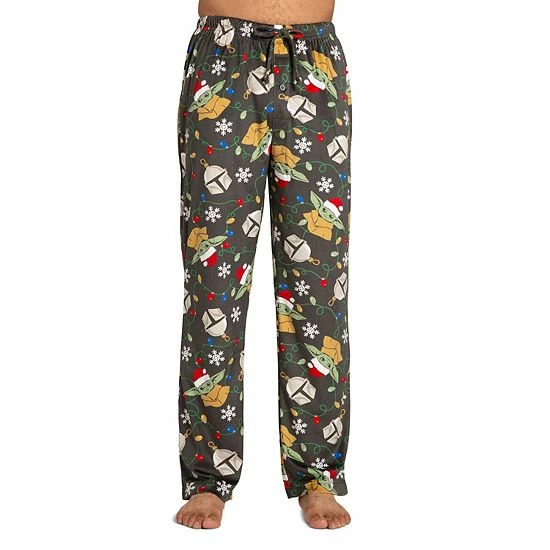 Licensed Character Men's Star Wars Mandalorian Christmas Grogu Sleep Pants 3 Licensed Character Men's Star Wars Mandalorian Christmas Grogu Sleep Pants