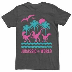 Licensed Character Men's Jurassic World Two Dinosaur Beach Retro Tee Charcoal -Licensed Character Shop unnamed file 24113