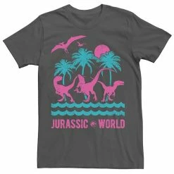Licensed Character Men's Jurassic World Two Dinosaur Beach Retro Tee Charcoal -Licensed Character Shop unnamed file 24114