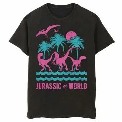 Licensed Character Men's Jurassic World Two Dinosaur Beach Retro Tee Charcoal -Licensed Character Shop unnamed file 24116