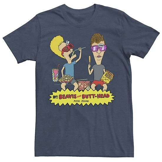 Licensed Character Men's Beavis & Butthead Snacks On The Curb Logo Tee Light Blue 6 Licensed Character Men's Beavis & Butthead Snacks On The Curb Logo Tee Light Blue - Image 4