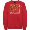 Licensed Character Men's MTV Logo Cheetah Print Sweatshirt Black