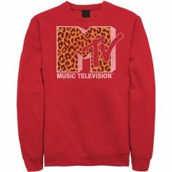 Licensed Character Men's MTV Logo Cheetah Print Sweatshirt Black