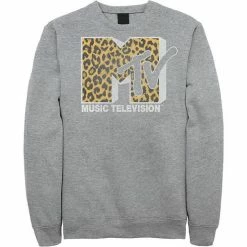 Licensed Character Men's MTV Logo Cheetah Print Sweatshirt Black -Licensed Character Shop unnamed file 24186