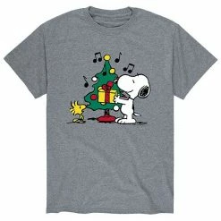 Licensed Character Men's Peanuts Christmas Tree Tee Athletic Heather