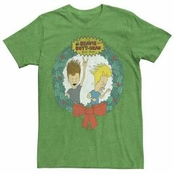 Licensed Character Men's Cartoon Network Beavis And Butthead Christmas Wreath Tee Navy -Licensed Character Shop unnamed file 24339