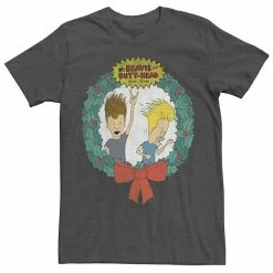 Licensed Character Men's Cartoon Network Beavis And Butthead Christmas Wreath Tee Navy -Licensed Character Shop unnamed file 24341