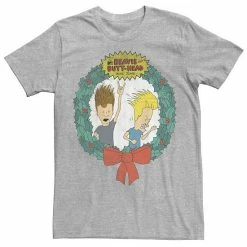 Licensed Character Men's Cartoon Network Beavis And Butthead Christmas Wreath Tee Navy -Licensed Character Shop unnamed file 24343