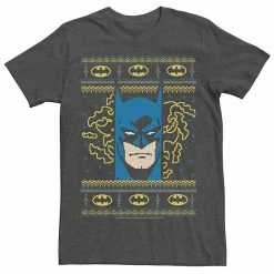 Licensed Character Men's DC Comics Batman Face Christmas Sweater Style Tee Navy -Licensed Character Shop unnamed file 24382
