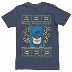 Licensed Character Men's DC Comics Batman Face Christmas Sweater Style Tee Navy -Licensed Character Shop unnamed file 24385