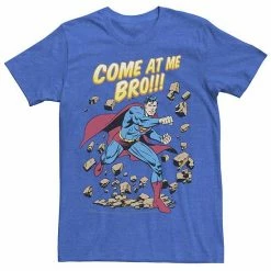 Licensed Character Men's DC Comics Superman Come At Me Bro Text Poster Tee Royal Heather