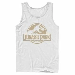 Licensed Character Men's Jurassic Park Beige Flat Movie Logo Tank Royal
