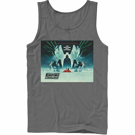Licensed Character Men's Star Wars: The Empire Strikes Back 40th Anniversary Poster Tank Charcoal 7 Licensed Character Men's Star Wars: The Empire Strikes Back 40th Anniversary Poster Tank Charcoal - Image 5