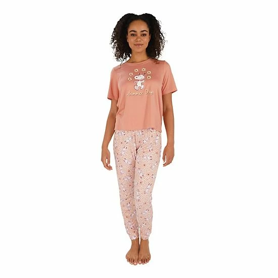 Licensed Character Women's Nite Nite By Munki Munki Snoopy Short Sleeve Pajama Top & Pajama Pants Set Tie Dye 3 Licensed Character Women's Nite Nite By Munki Munki Snoopy Short Sleeve Pajama Top & Pajama Pants Set Tie Dye