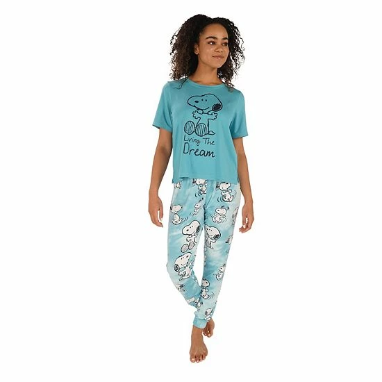 Licensed Character Women's Nite Nite By Munki Munki Snoopy Short Sleeve Pajama Top & Pajama Pants Set Tie Dye 6 Licensed Character Women's Nite Nite By Munki Munki Snoopy Short Sleeve Pajama Top & Pajama Pants Set Tie Dye - Image 4