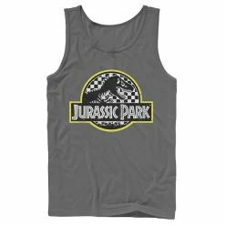 Licensed Character Men's Jurassic Park Checkered Classic Logo Tank White -Licensed Character Shop unnamed file 24586