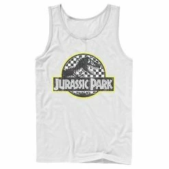 Licensed Character Men's Jurassic Park Checkered Classic Logo Tank White -Licensed Character Shop unnamed file 24587