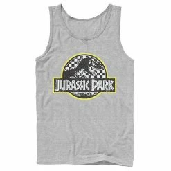 Licensed Character Men's Jurassic Park Checkered Classic Logo Tank White -Licensed Character Shop unnamed file 24588