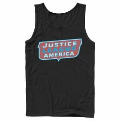 Licensed Character Men's DC Comics Justice League Of America Text Poster Logo Tank Top Charcoal