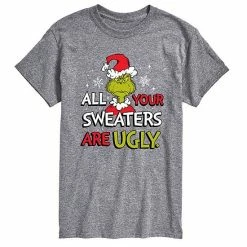 Licensed Character Men's Dr. Seuss Grinch All Your Sweaters Are Ugly Tee Blue