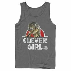 Licensed Character Men's Jurassic Park Velociraptor Real Clever Tank Charcoal -Licensed Character Shop unnamed file 24641