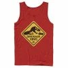 Licensed Character Men's Jurassic Park Dinosaur Crossing Yellow Sign Tank Top Red -Licensed Character Shop unnamed file 24683
