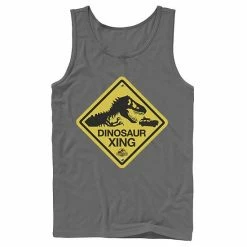 Licensed Character Men's Jurassic Park Dinosaur Crossing Yellow Sign Tank Top Red -Licensed Character Shop unnamed file 24687