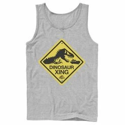 Licensed Character Men's Jurassic Park Dinosaur Crossing Yellow Sign Tank Top Red -Licensed Character Shop unnamed file 24688