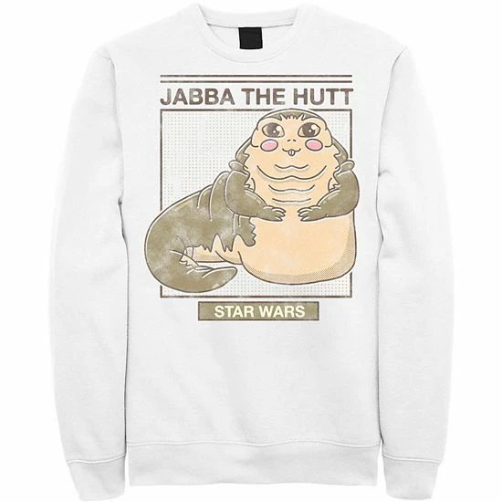 Licensed Character Men's Star Wars Jabba The Hutt Cartoon Cute Portrait Grid Sweatshirt Athletic Heather 6 Licensed Character Men's Star Wars Jabba The Hutt Cartoon Cute Portrait Grid Sweatshirt Athletic Heather - Image 4