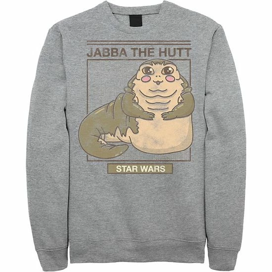 Licensed Character Men's Star Wars Jabba The Hutt Cartoon Cute Portrait Grid Sweatshirt Athletic Heather 7 Licensed Character Men's Star Wars Jabba The Hutt Cartoon Cute Portrait Grid Sweatshirt Athletic Heather - Image 5