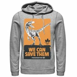 Licensed Character Men's Jurassic World We Can Save Them Poster Hoodie Charcoal Heather -Licensed Character Shop unnamed file 24714