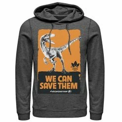 Licensed Character Men's Jurassic World We Can Save Them Poster Hoodie Charcoal Heather -Licensed Character Shop unnamed file 24717