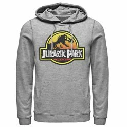 Licensed Character Men's Jurassic Park Firey Sunset Logo Hoodie Athlc Hthr