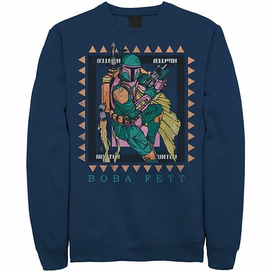 Licensed Character Men's Star Wars Boba Fett Stamp Sweatshirt Royal 5 Licensed Character Men's Star Wars Boba Fett Stamp Sweatshirt Royal - Image 3