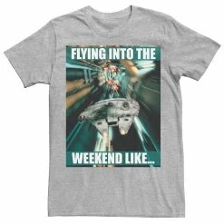 Licensed Character Men's Star Wars Millennium Falcon Flying Into The Weekend Like Tee Charcoal Heather -Licensed Character Shop unnamed file 24845
